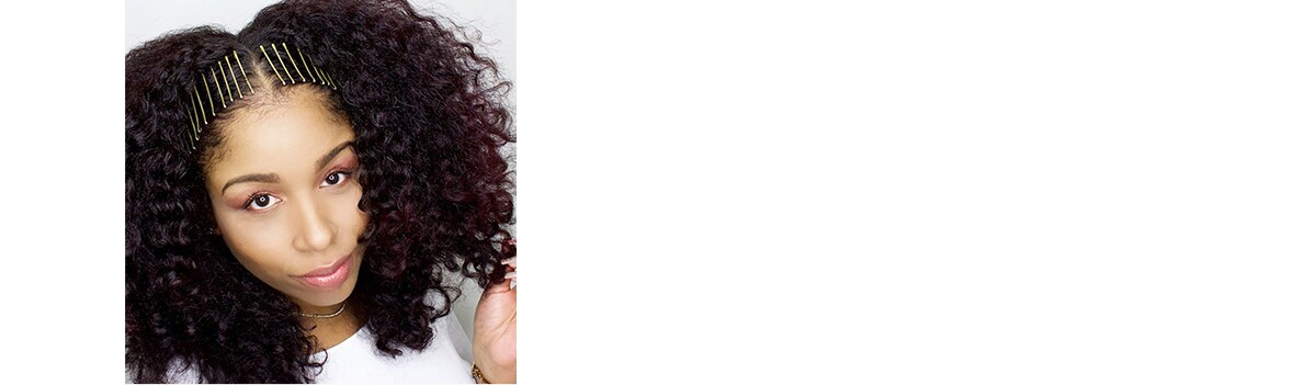 Previously approved Aveda Artist UGC image of volumized curls with clips from @aveda.