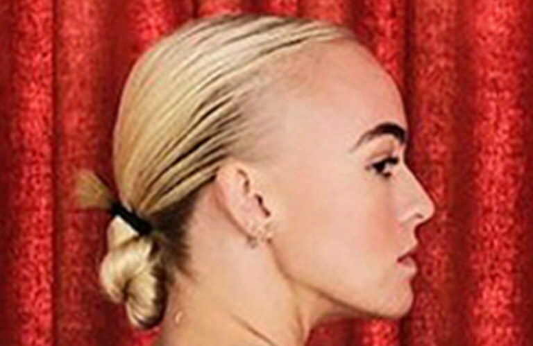 Client image of twisted bun hairstyle.