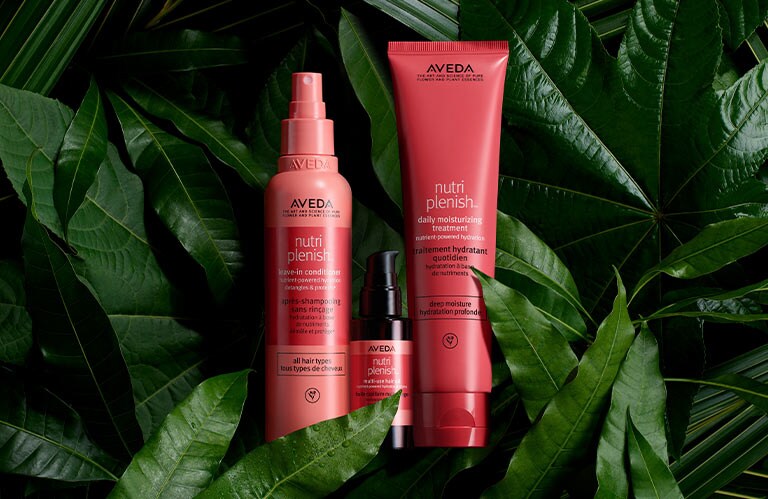 Product image featurinig nutriplenish™ leave-in conditioner, daily moisturizing treatment and multi-use hair oil.