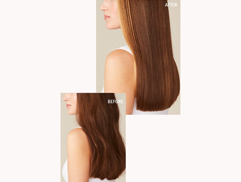 Before and after side by side #1 (without washing styling vs. botanical repair treatment)