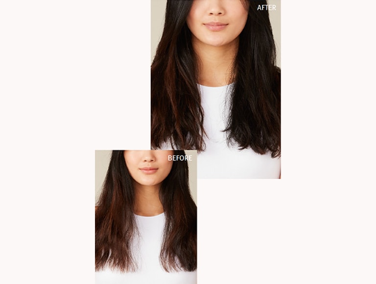 Before and after side by side #2 (without washing styling vs. botanical repair treatment)