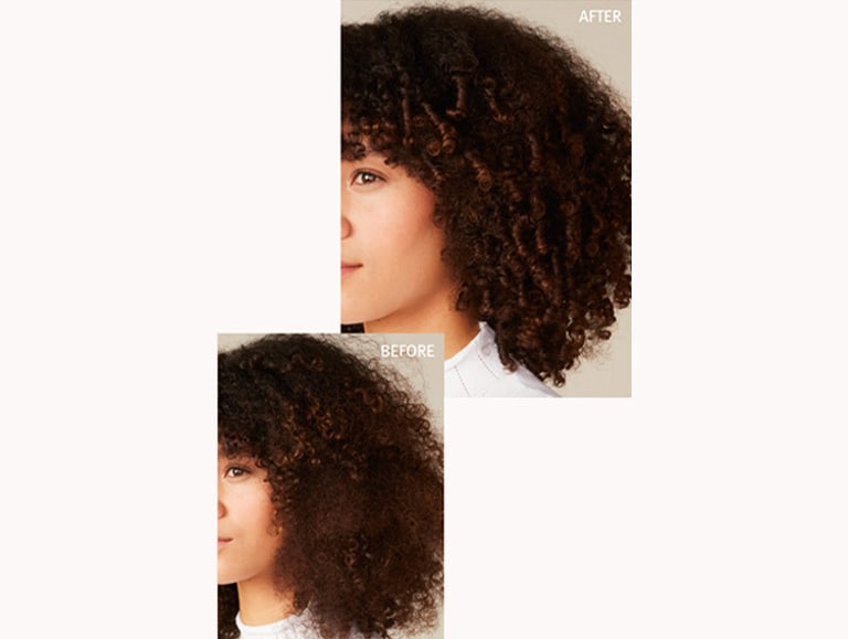 Before and after side by side #3 (without washing styling vs. botanical repair treatment)