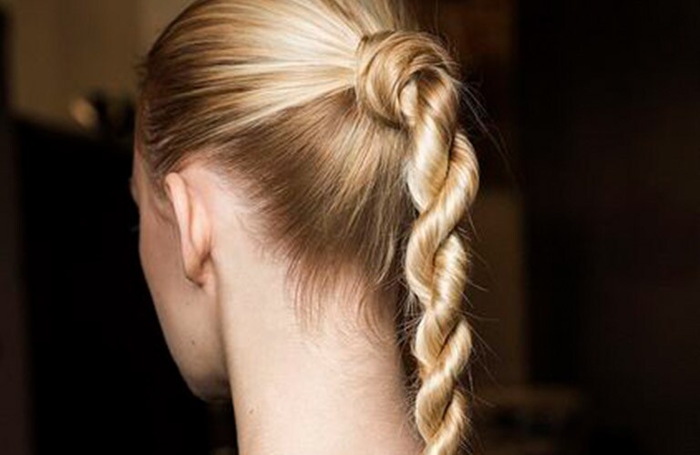 Model wearing a rope braid.