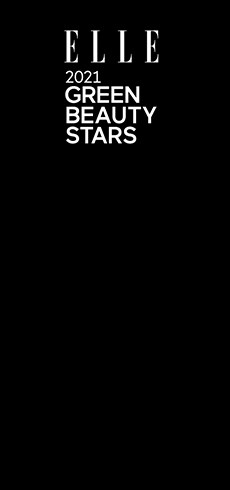 Elle 2021 Green Beauty Stars logo on black background