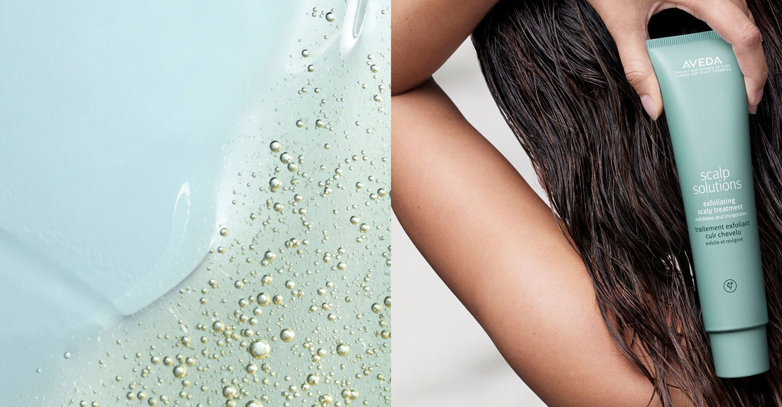 Shop Aveda's scalp solutions exfoliating scalp treatment instantly reduces scalp oil by 76%