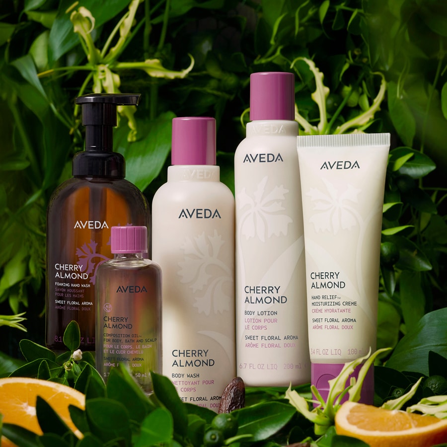 cherry almond hair care with sweet floral aroma