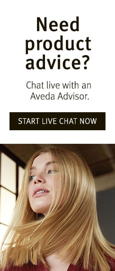 Need Product Advice? Chat live with an Aveda Advisor. Video chat now available! Image of woman with blonde straight hair.