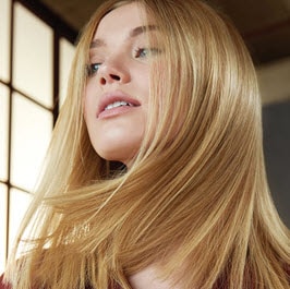 blonde model with straight hair
