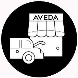 icon of car in front of aveda store