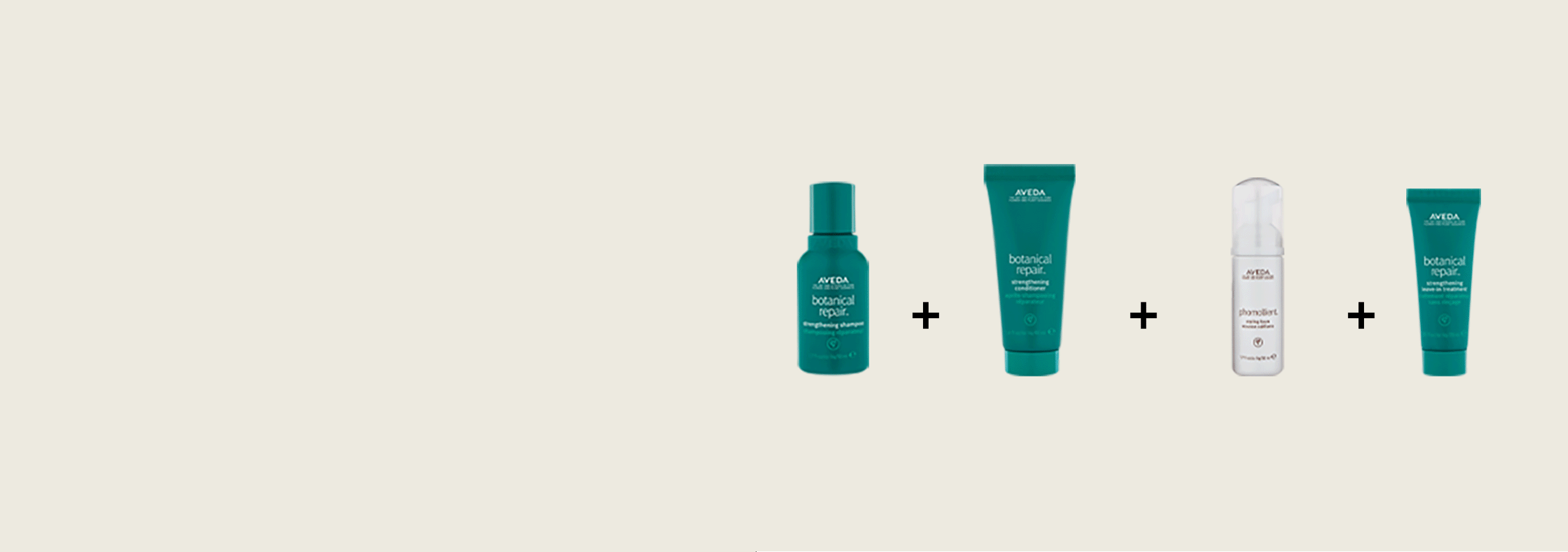 gif of shampoo, conditioner, styling and leave-in minis rotating on beige background