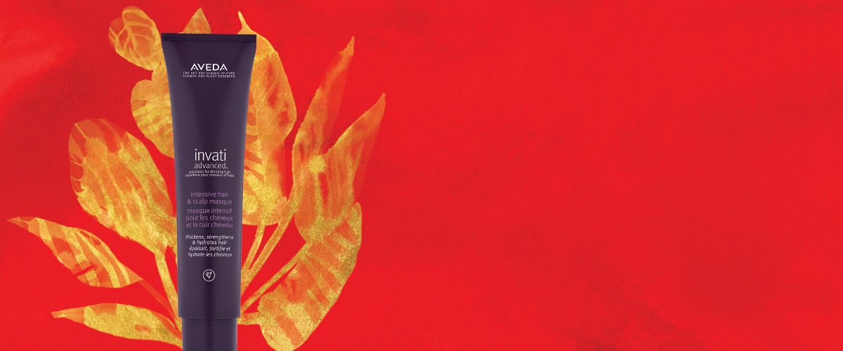 free full size invati hair and scalp masque with flame illustration on red background