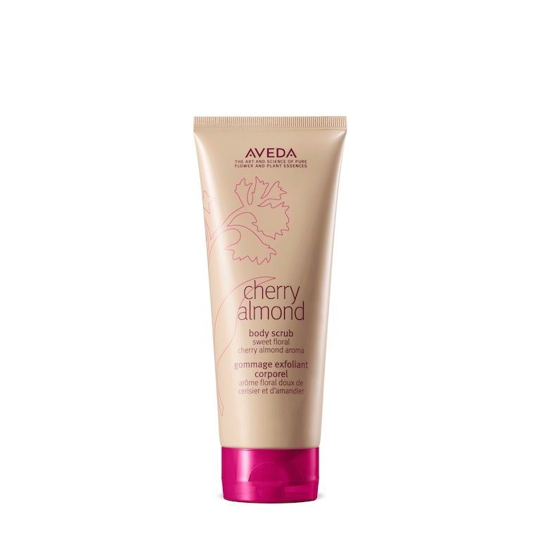 cherry almond body scrub for gentle exfoliation, 6.7 fl oz/200 ml