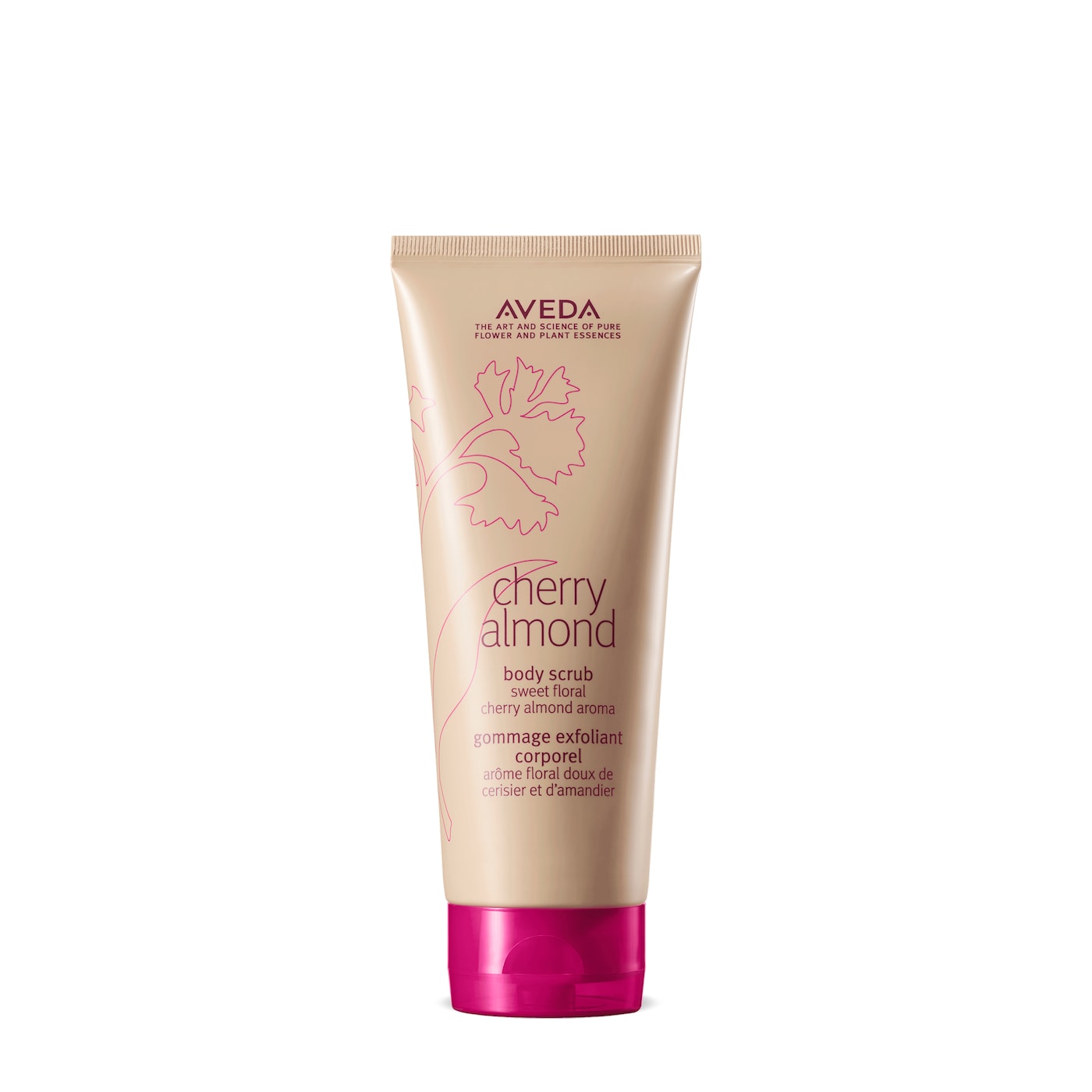 cherry almond body scrub for gentle exfoliation, 6.7 fl oz/200 ml