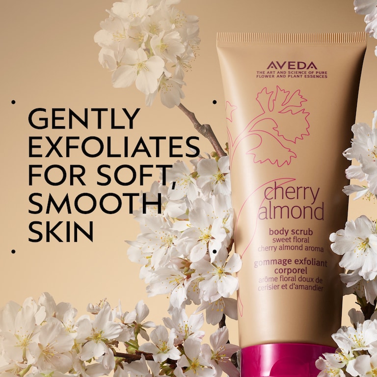 cherry almond body scrub for gentle exfoliation, 6.7 fl oz/200 ml