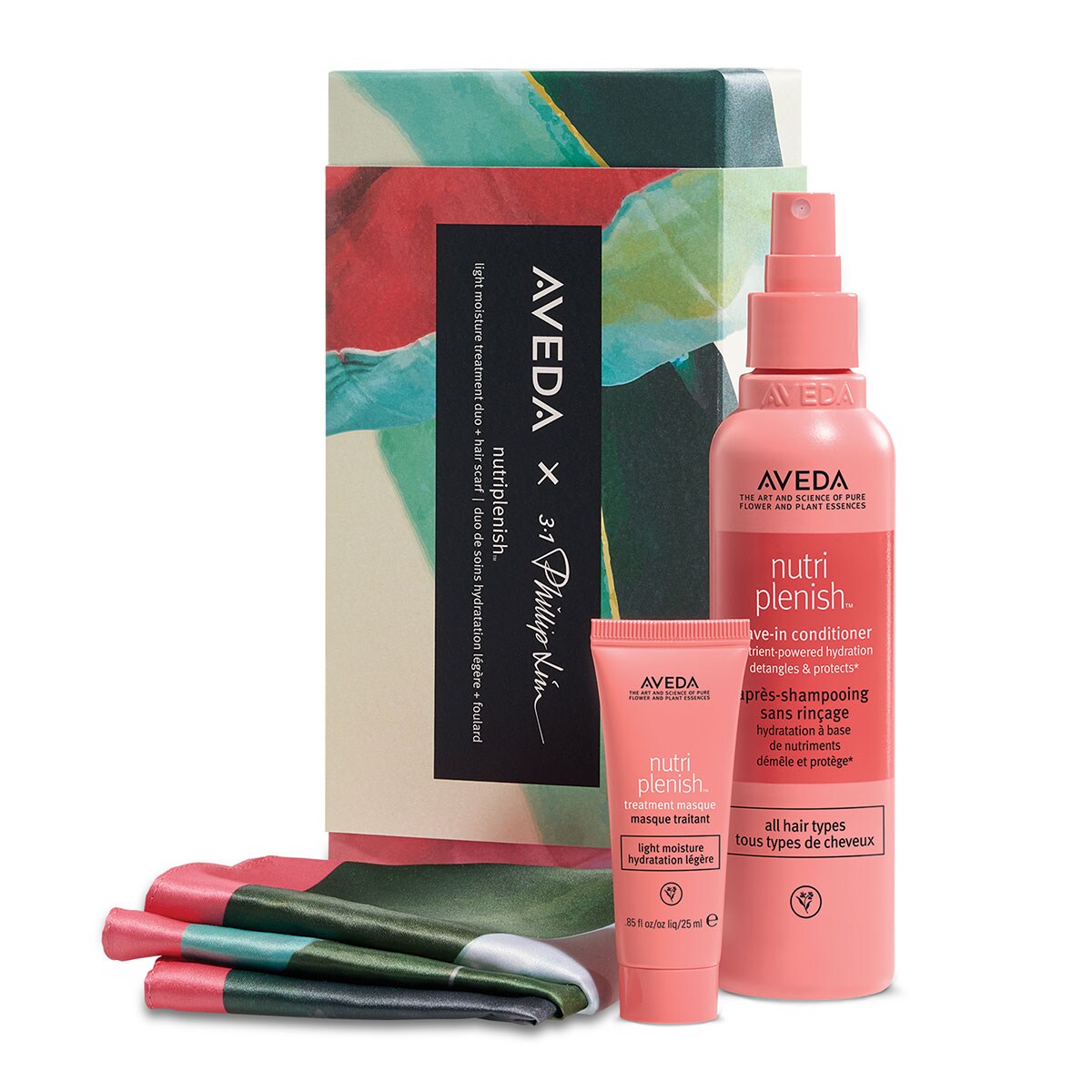 Aveda nutriplenish™ light moisture treatment duo and hair scarf